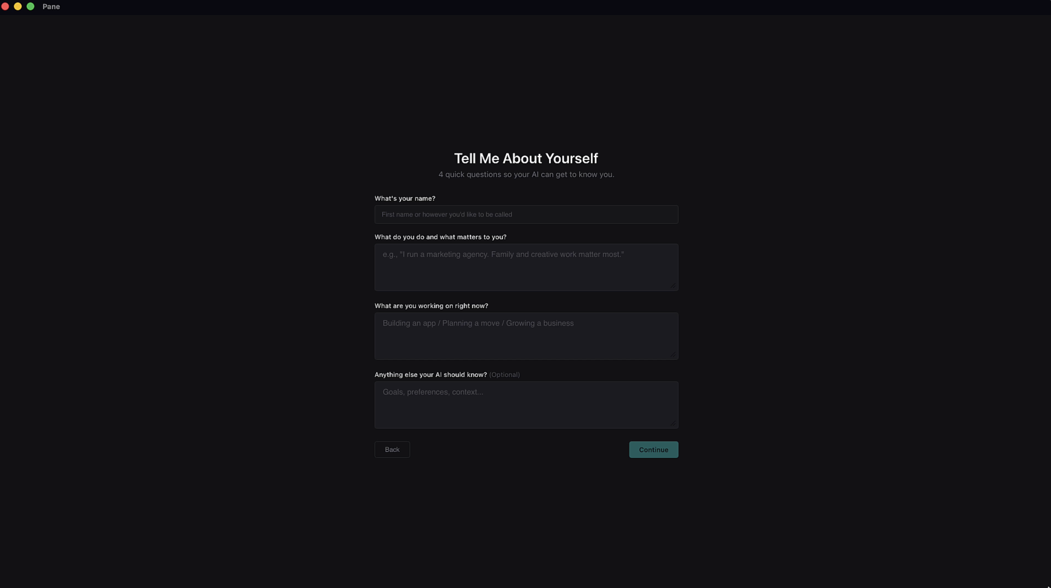 Answer a Few Questions prompts screen