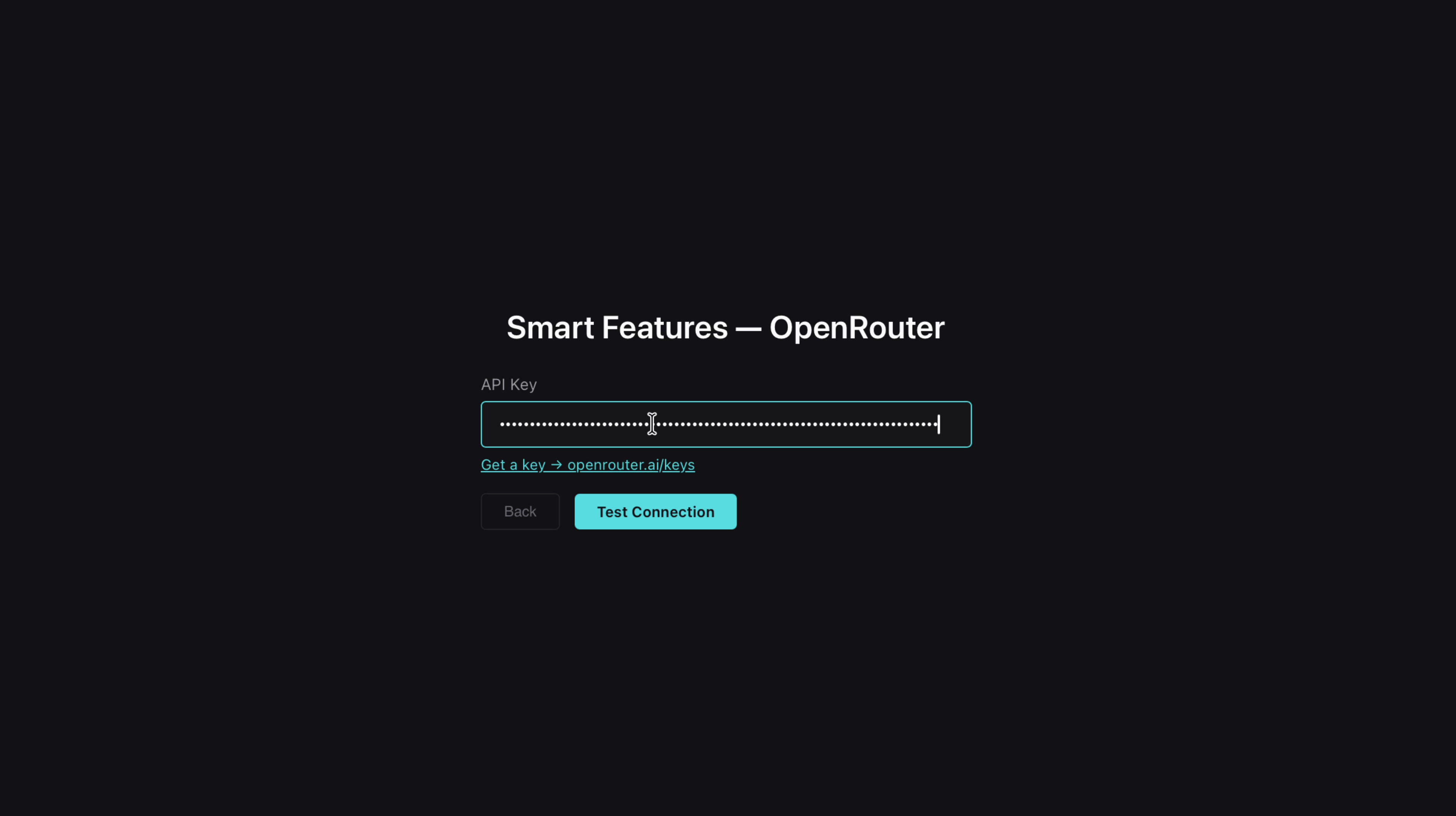 Smart Features provider selection screen