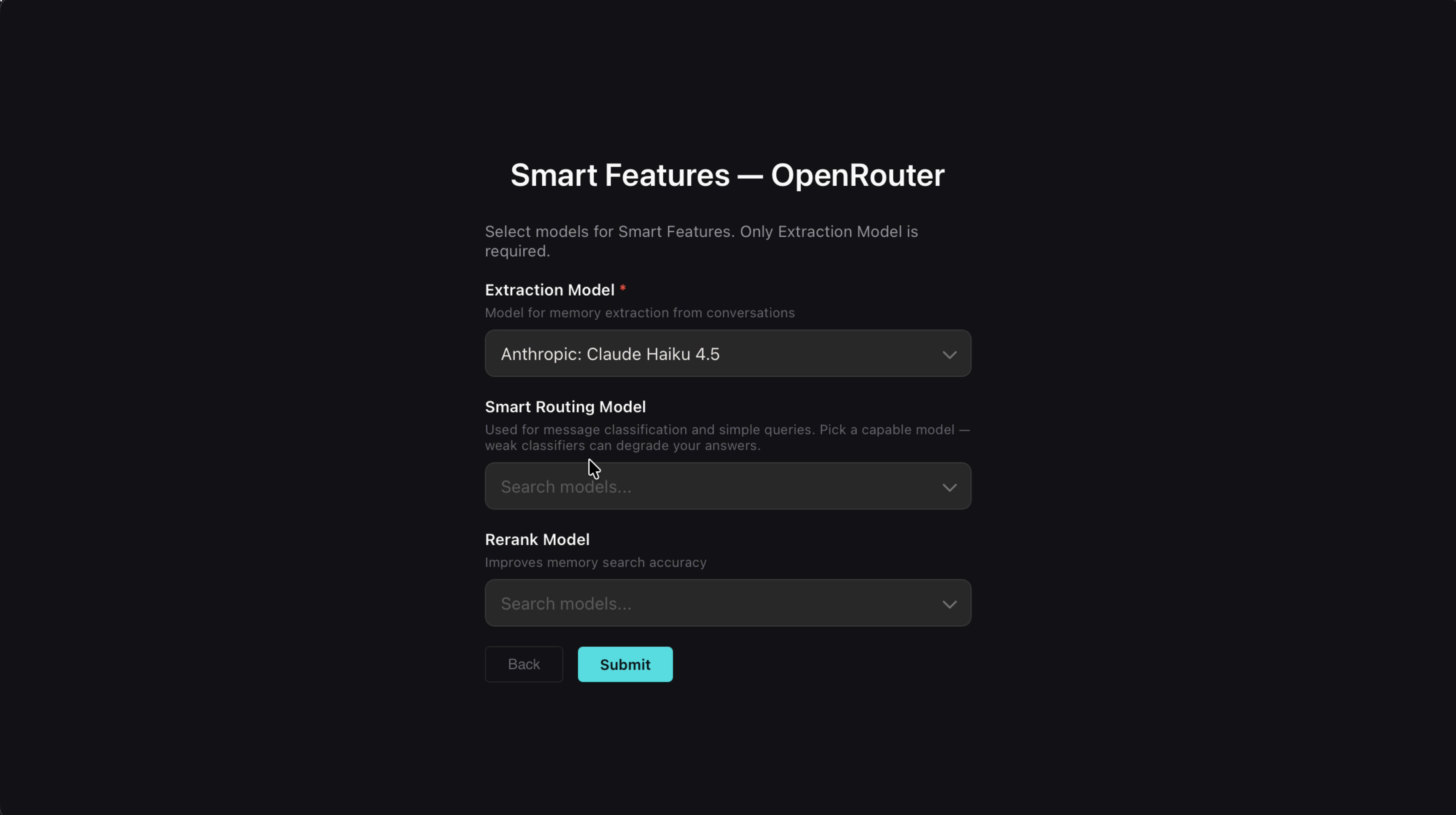 Smart Features model picker