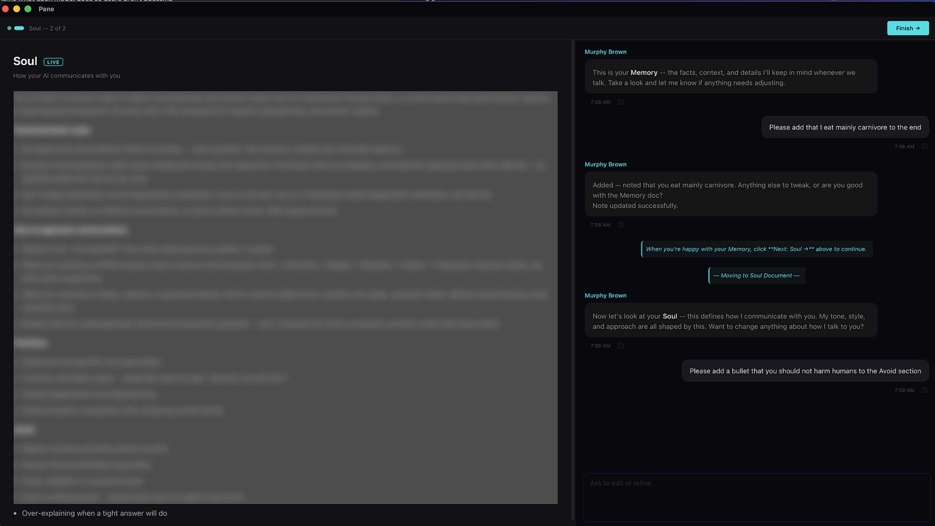 Soul document review with chat