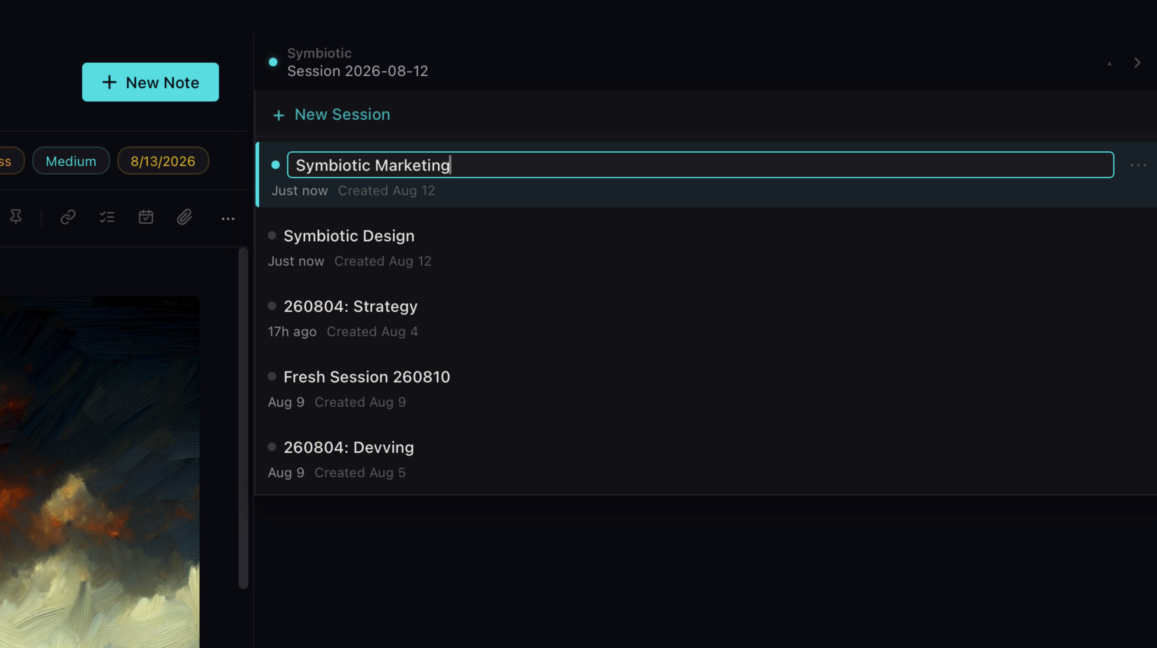 Multiple specialized sessions within a project