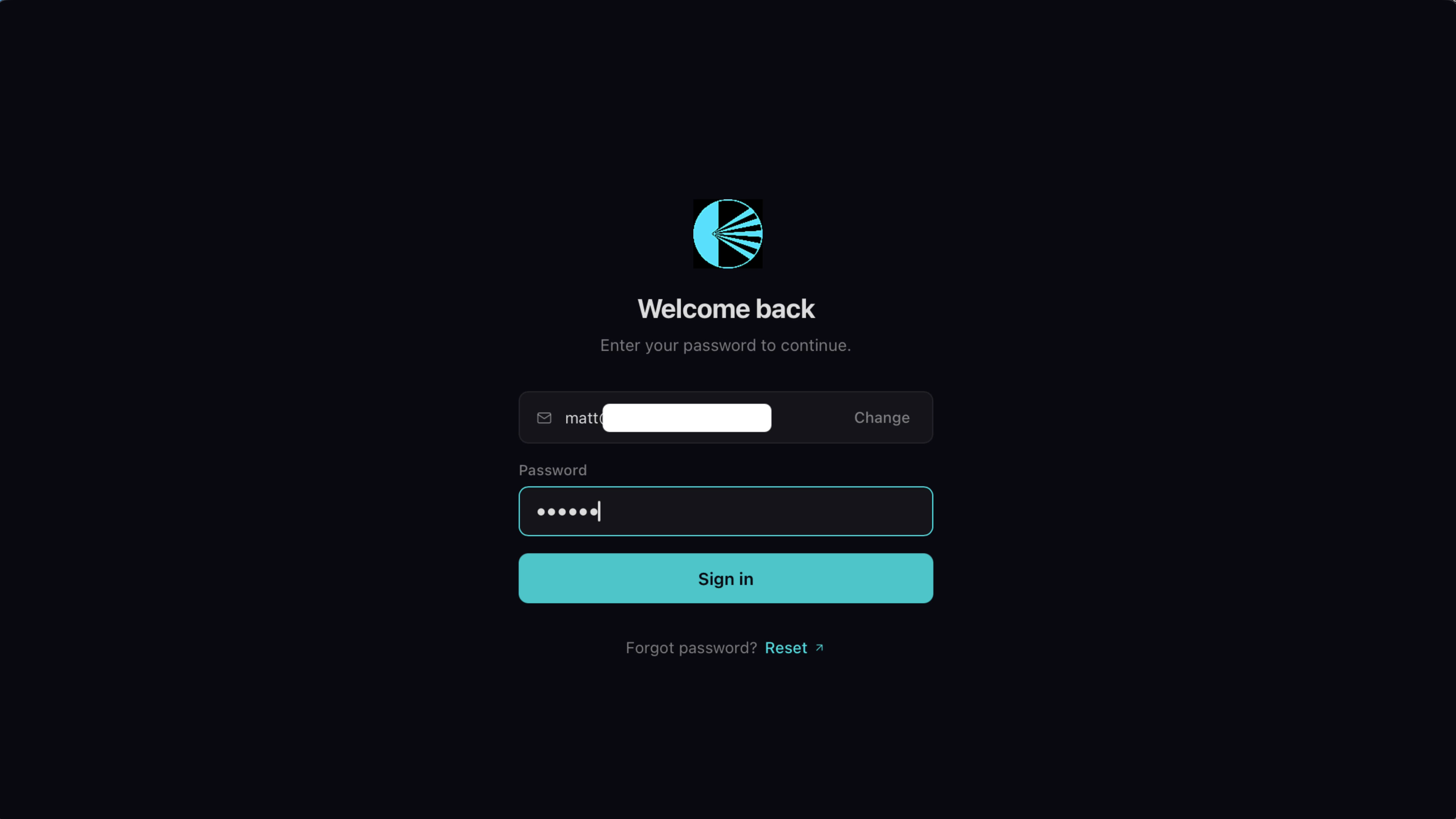 Pane sign-in screen