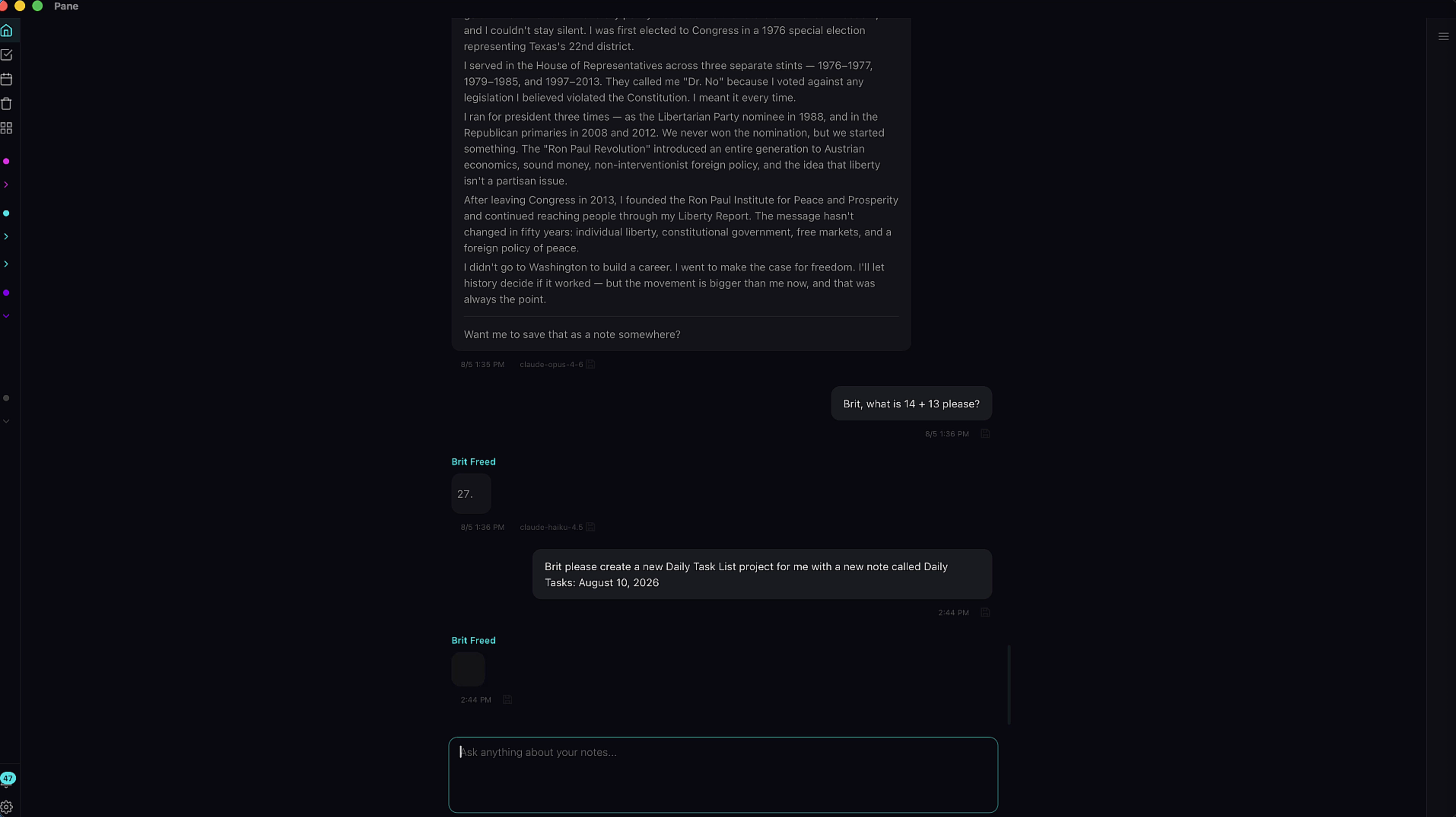 Pane home screen overview