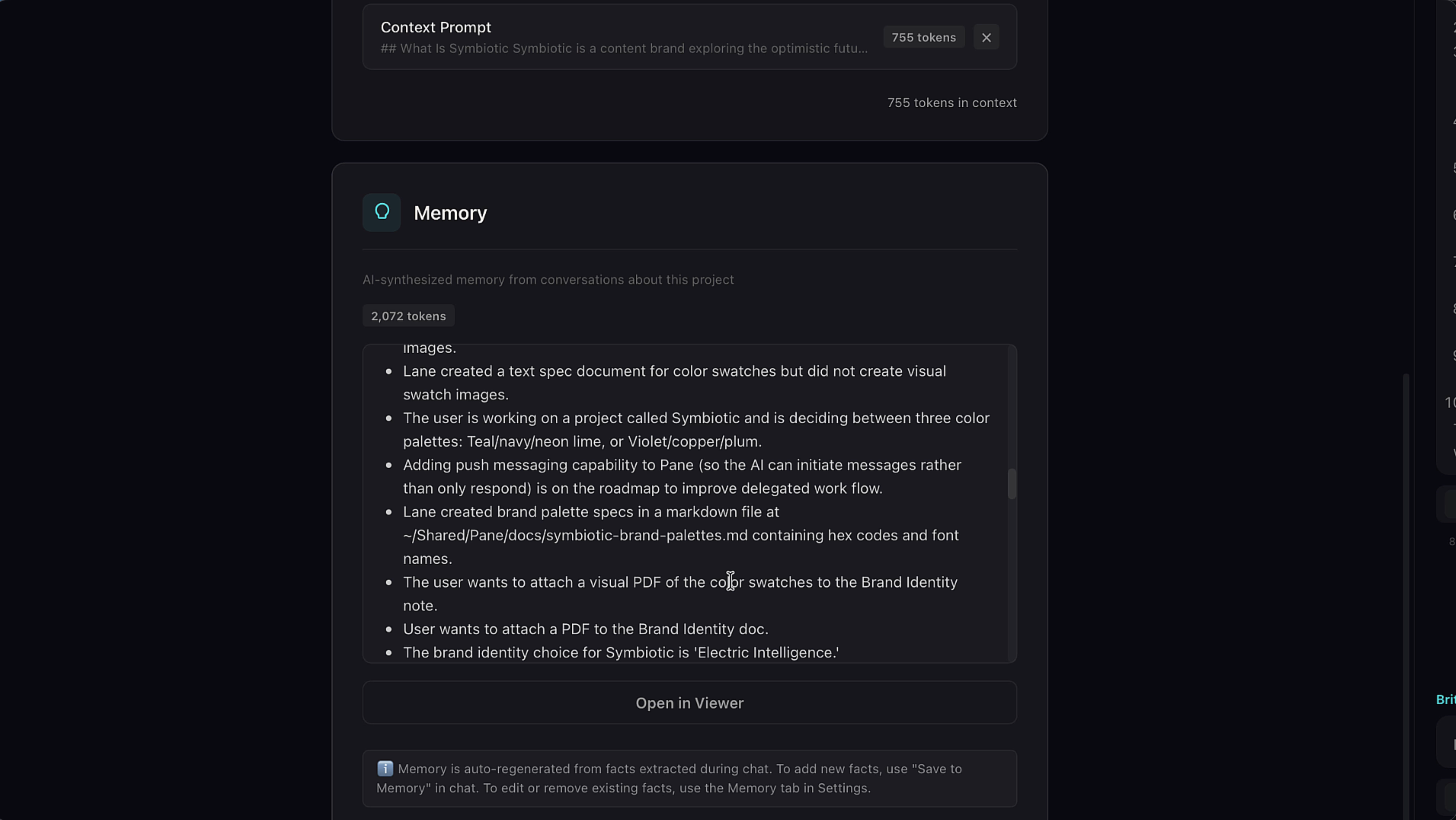 Project-specific memories in Settings