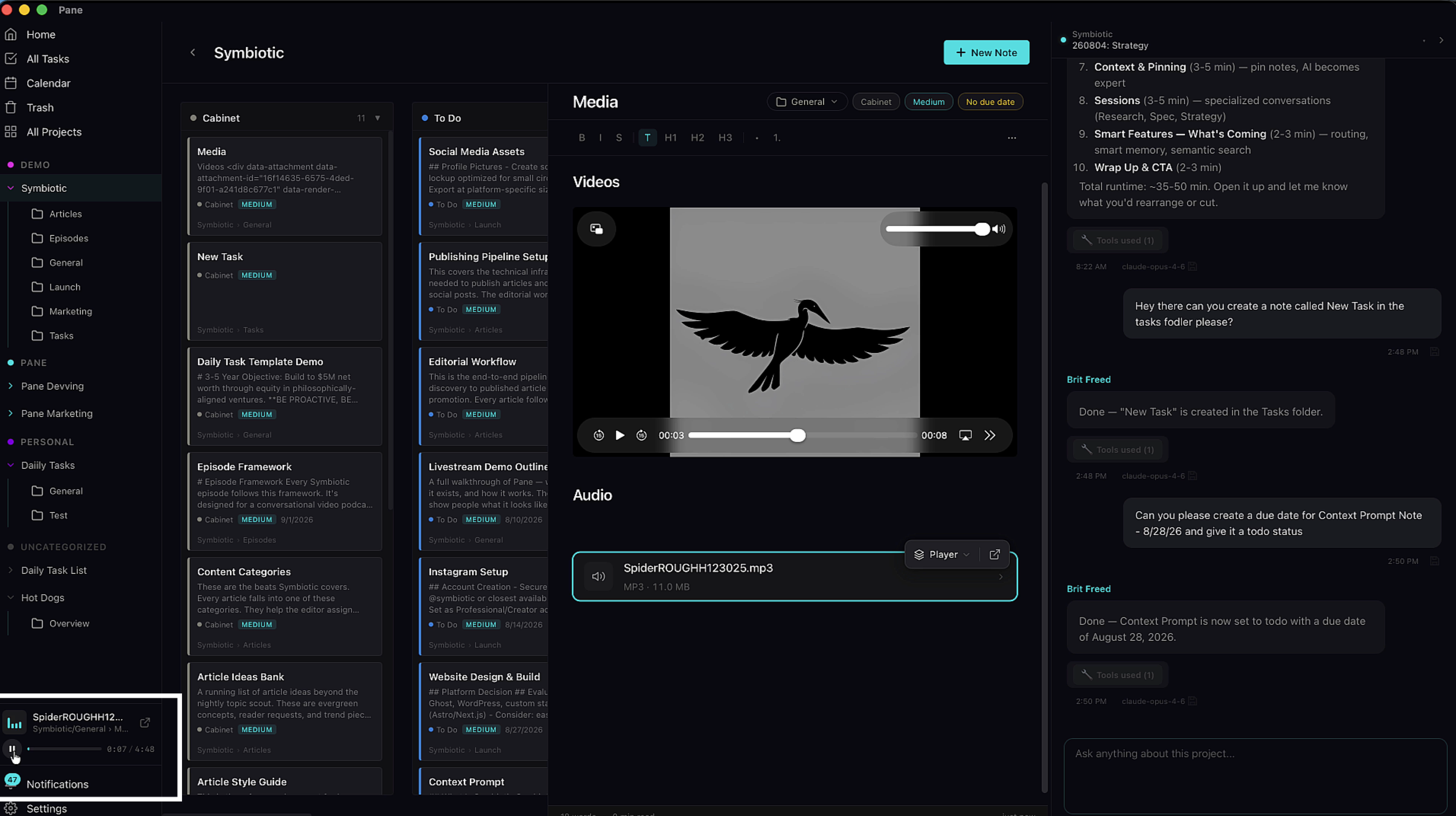 Note with rich markdown, attachments, and audio player